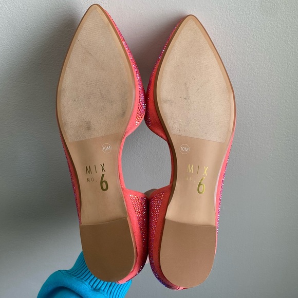 Mix NO.6 coral pink colour shift full crystal pointed flats / shoes - Picture 6 of 8